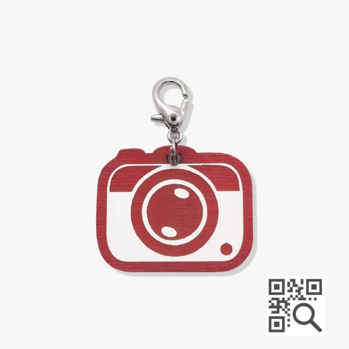 tag de identificação pet com qr code - modelo câmera fotográfica - marca dog vibe