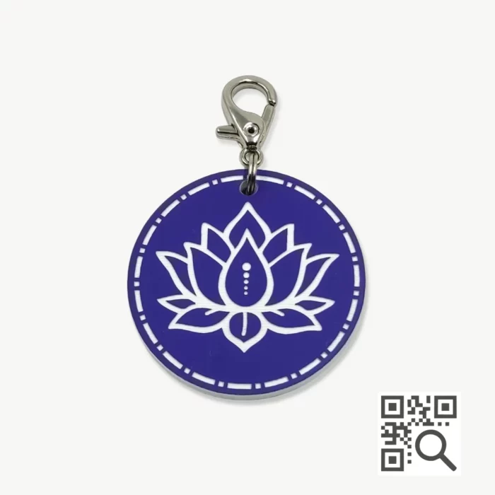 tag de identificação pet com qr code - modelo flor de lótus - marca dog vibe