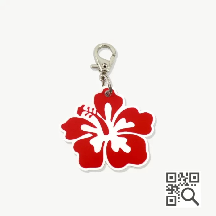 tag de identificação pet com qr code - modelo hibisco - marca dog vibe