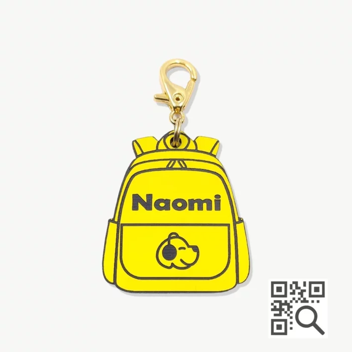 tag de identificação pet com qr code - modelo mochila - marca dog vibe